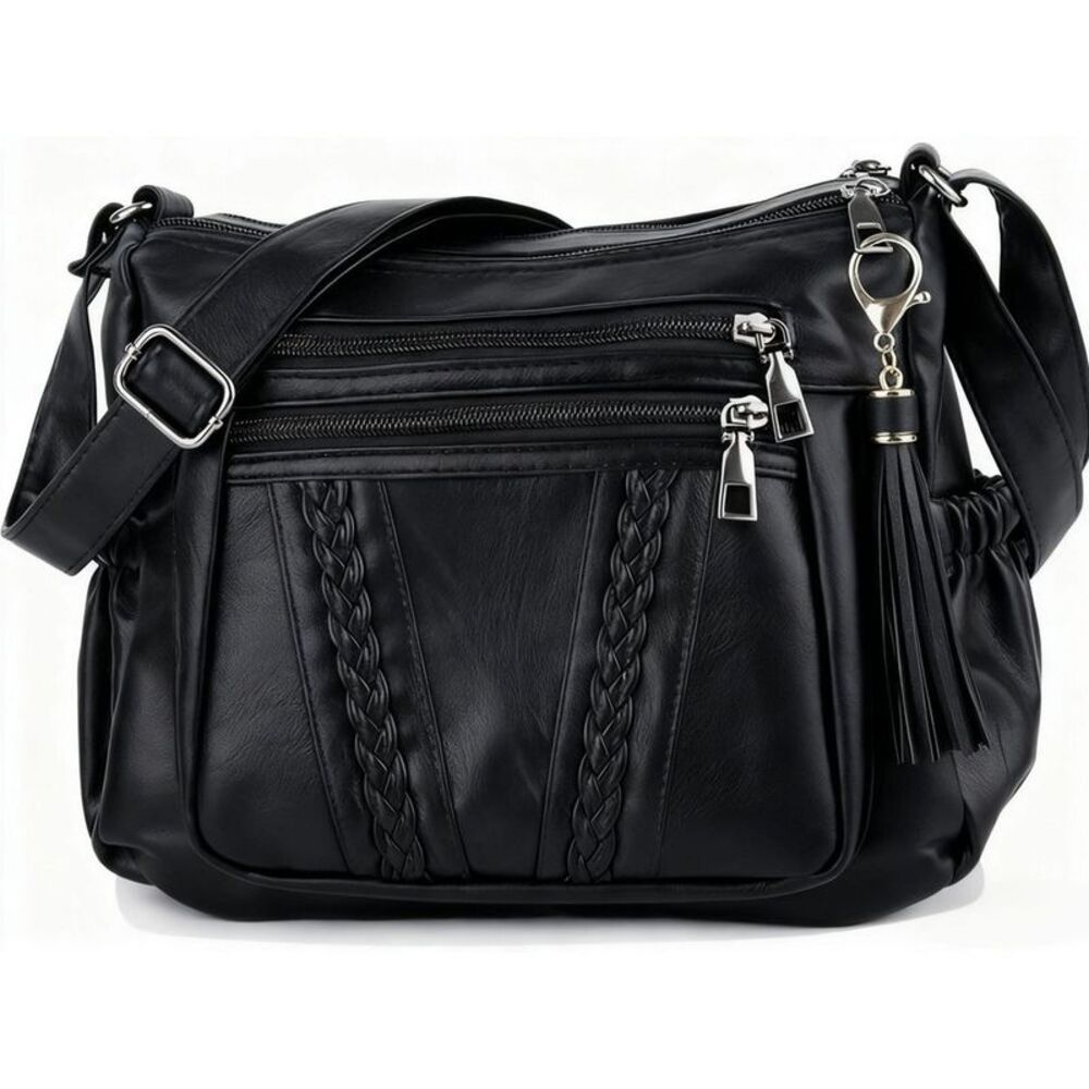 Generic - Crossbody Bags For Women Pocketbooks Soft PU Leath Black